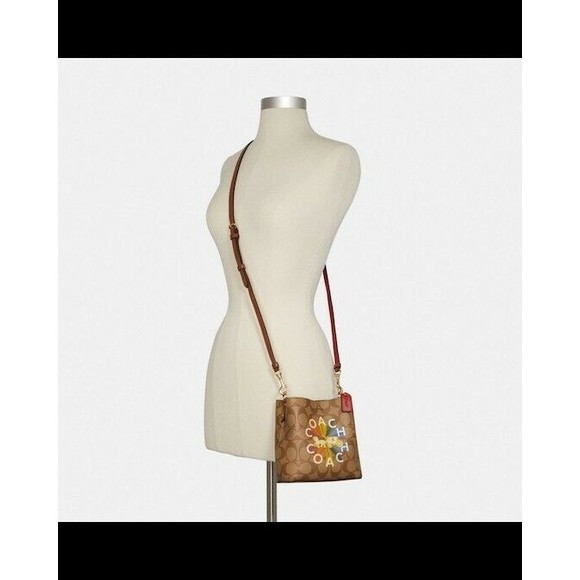 Coach C6835 Mini Town Bucket Bag Signature Canvas w/ Radial Rainbow Khaki $298 - Picture 8 of 11